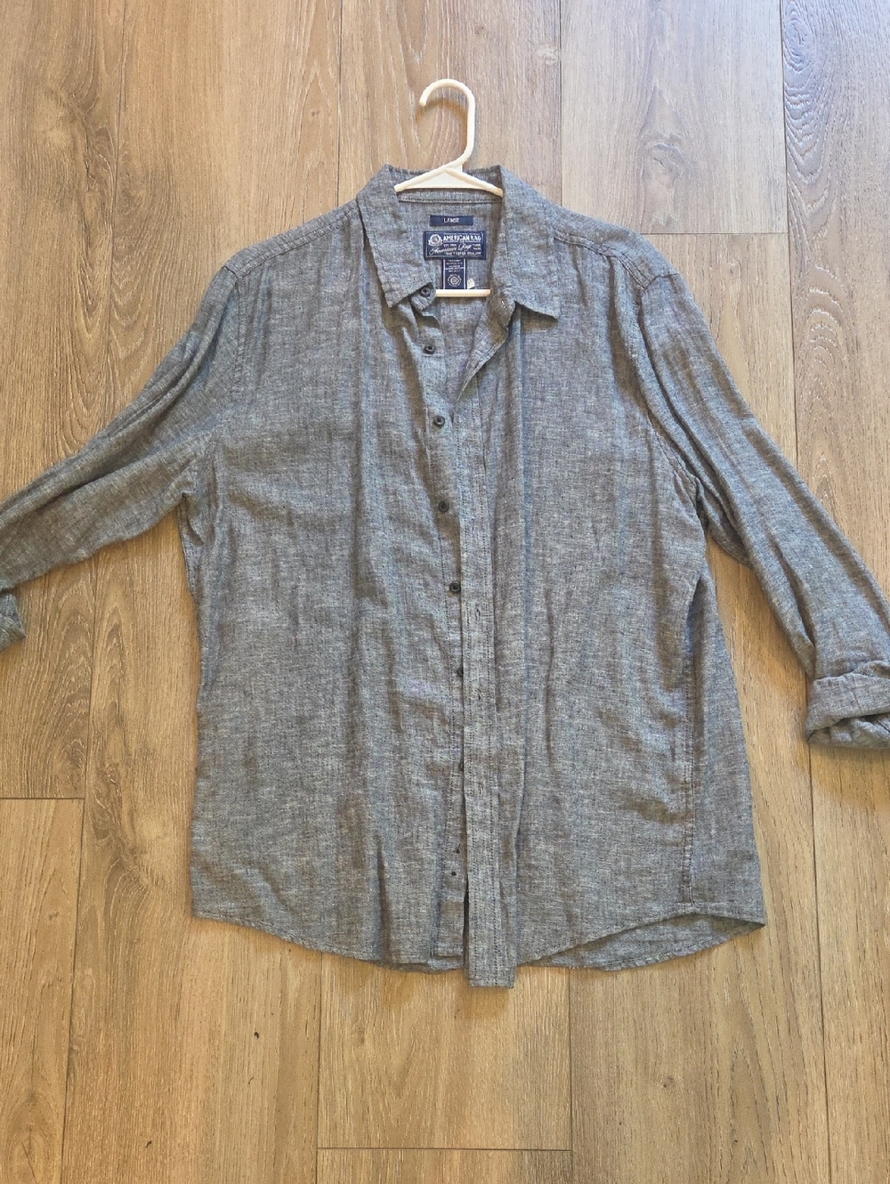Club Monaco Gray Linen-Blend Button Shirt